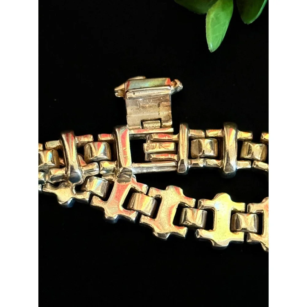 Sterling Silver 14k Gold Horse Head Link Bracelet 7.5